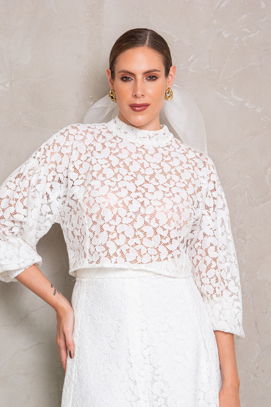 White Guipure Set