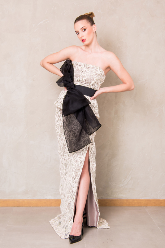 Guipure Set Black and Beige