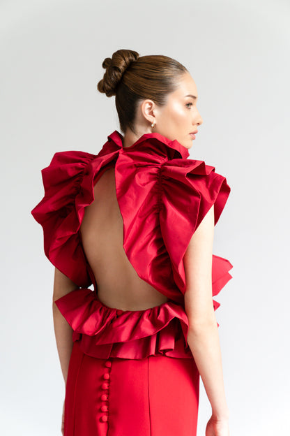 MAXI DRESS DE VOLADOS - RED