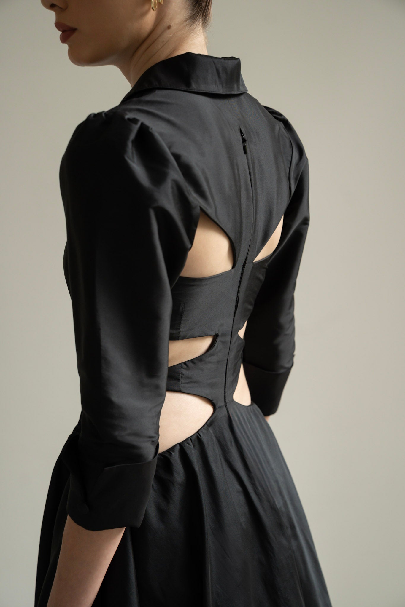 Black Cut-Out Shirt Dress