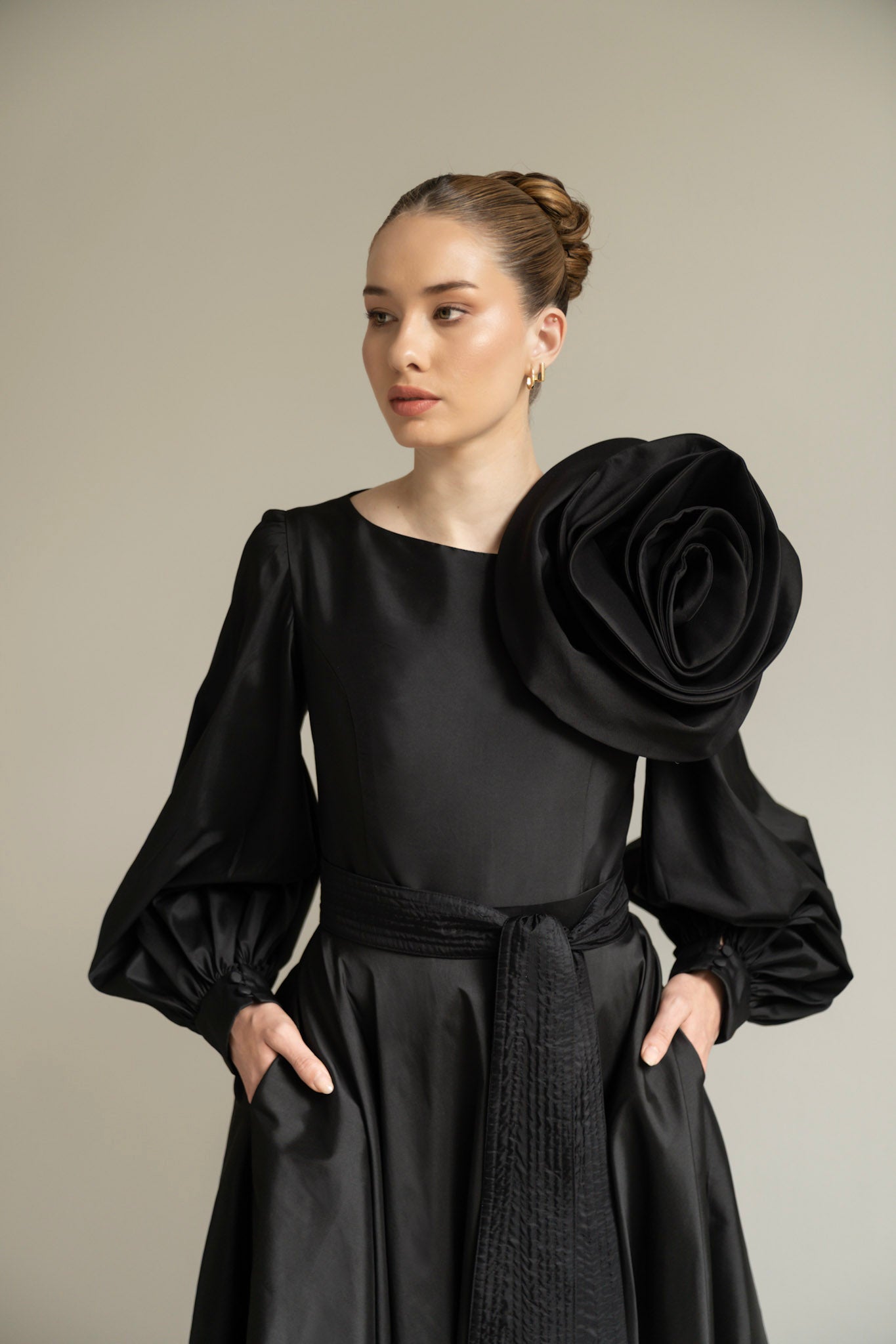 Black Body Shirt & Floral Bell Skirt Set