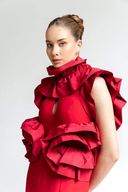 MAXI DRESS DE VOLADOS - RED