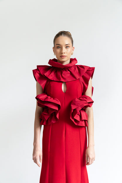 MAXI DRESS DE VOLADOS - RED