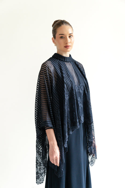 SET CHANTILLY GOWN - BLUE NAVY