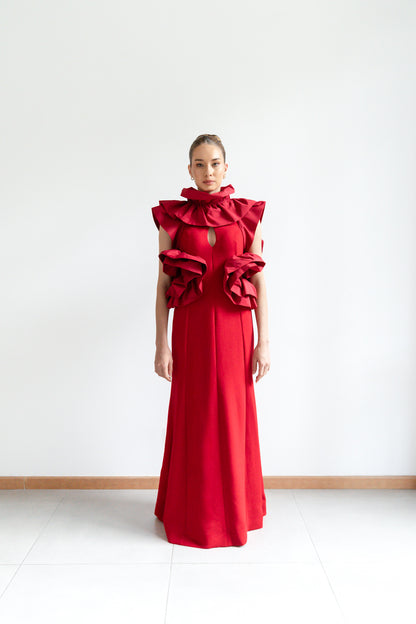 MAXI DRESS DE VOLADOS - RED