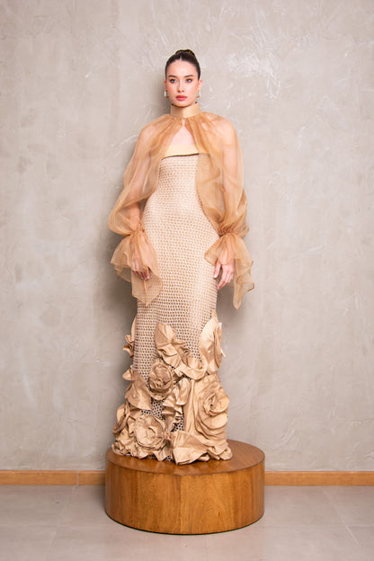 Gold Floral Dress