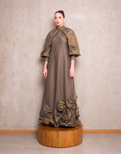 Long-Sleeved Green Maxi Dress