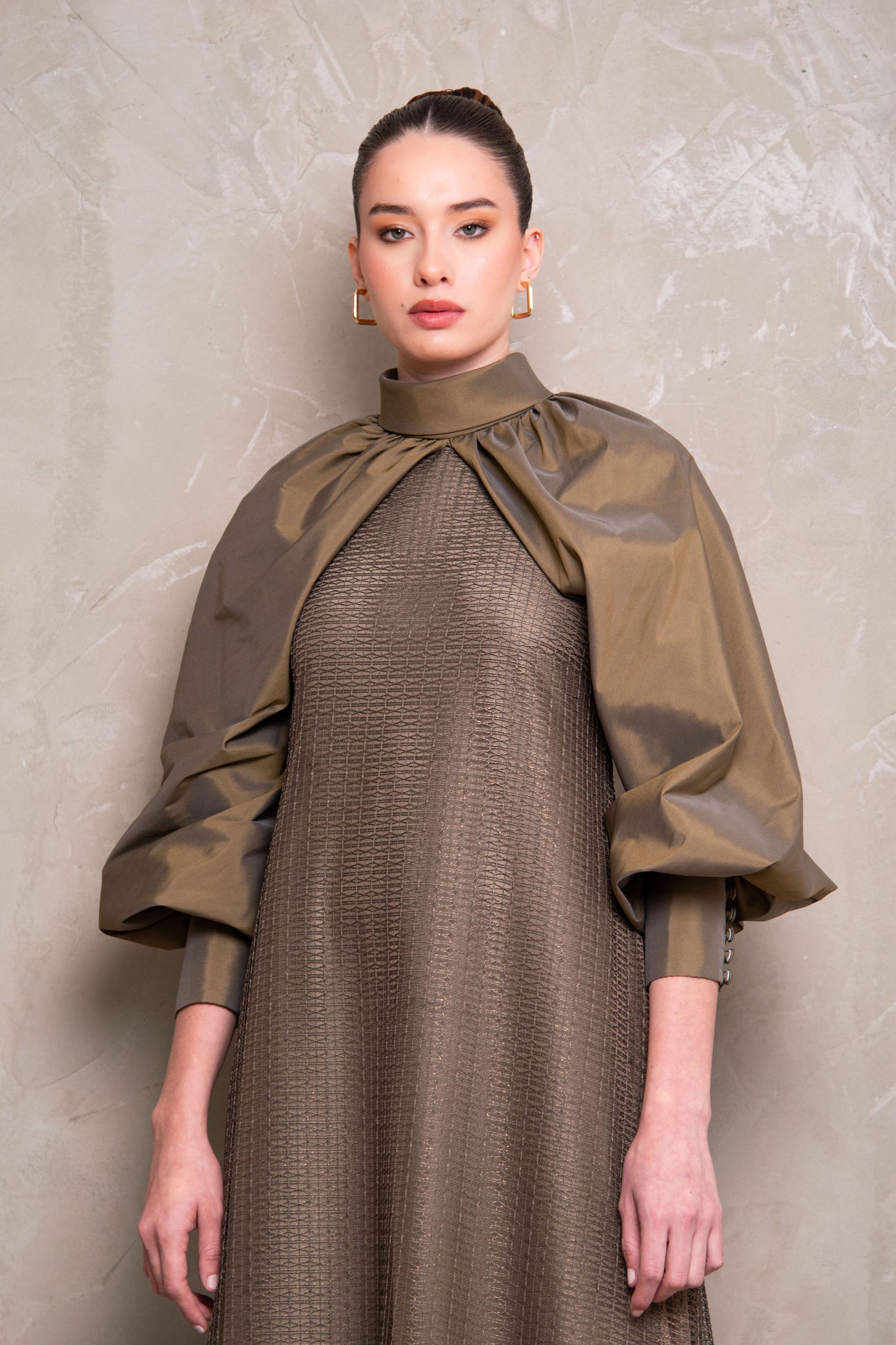 Long-Sleeved Green Maxi Dress