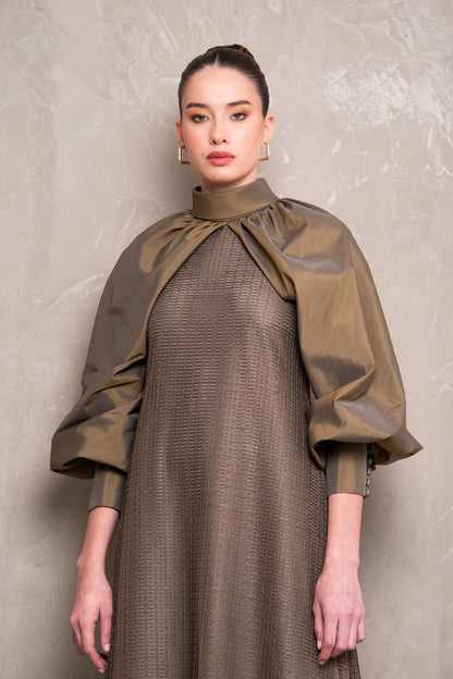 Long-Sleeved Green Maxi Dress