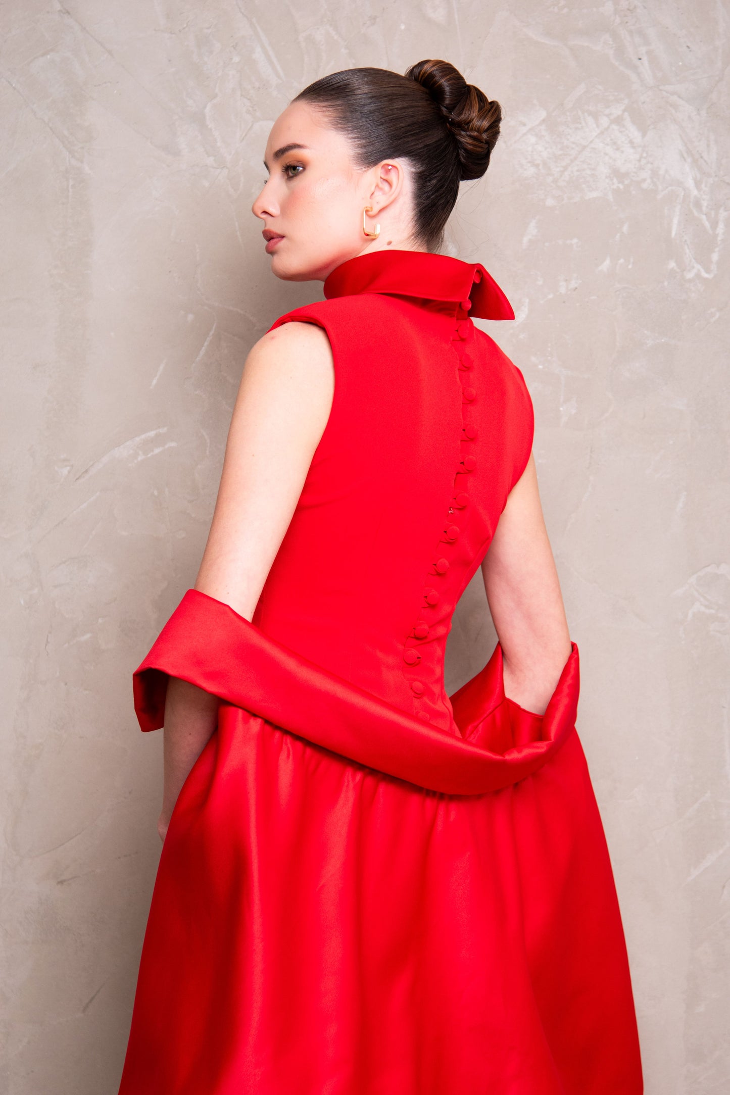 Pleated Long Red Dress