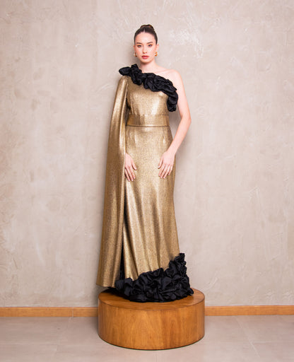 One-Shoulder Black & Gold Dress