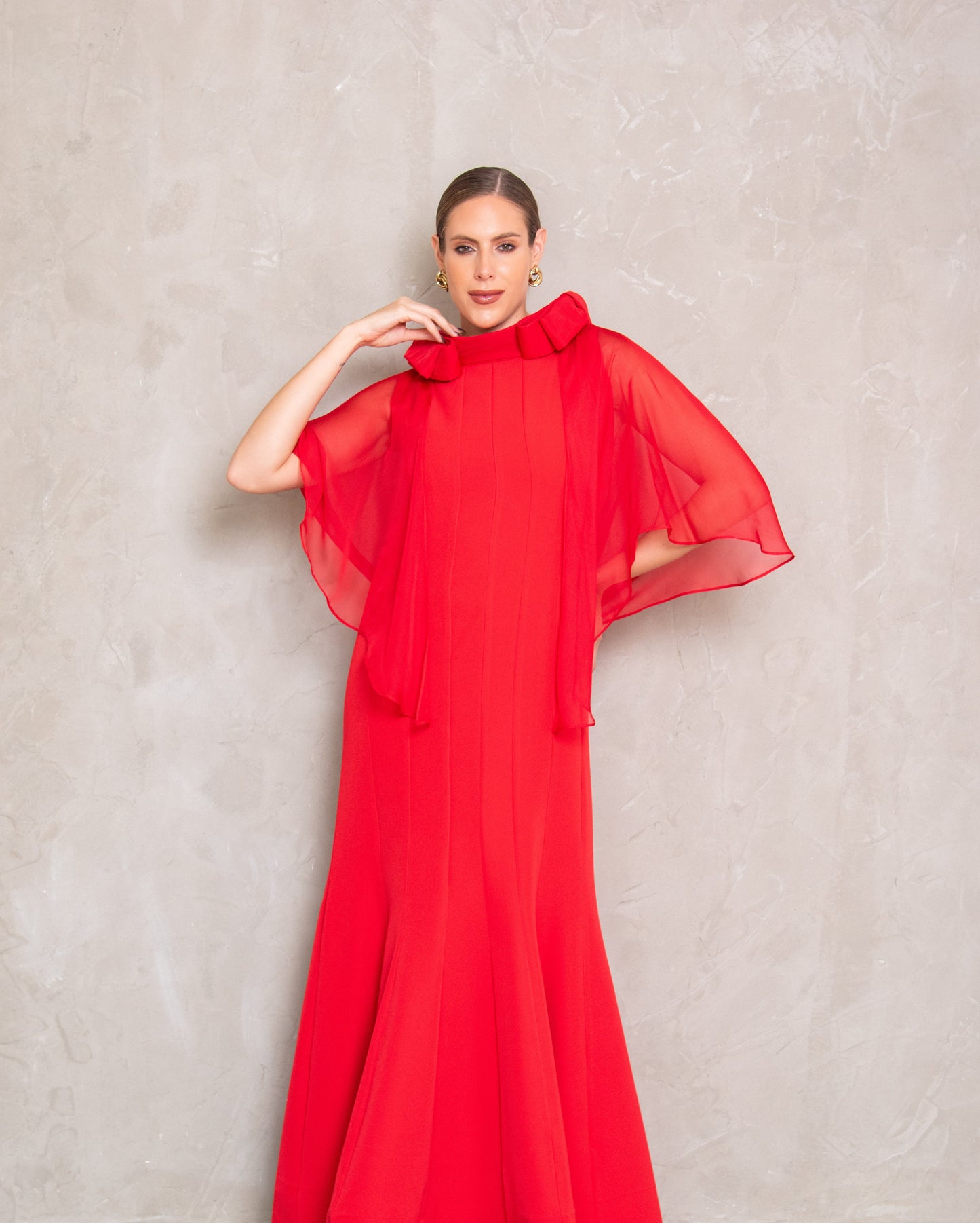 Long Dress Rojo con capa