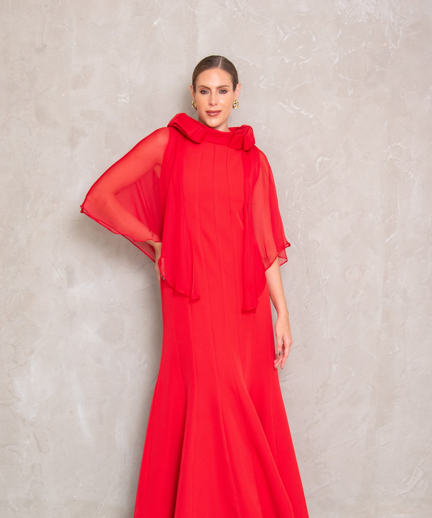 Long Dress Rojo con capa