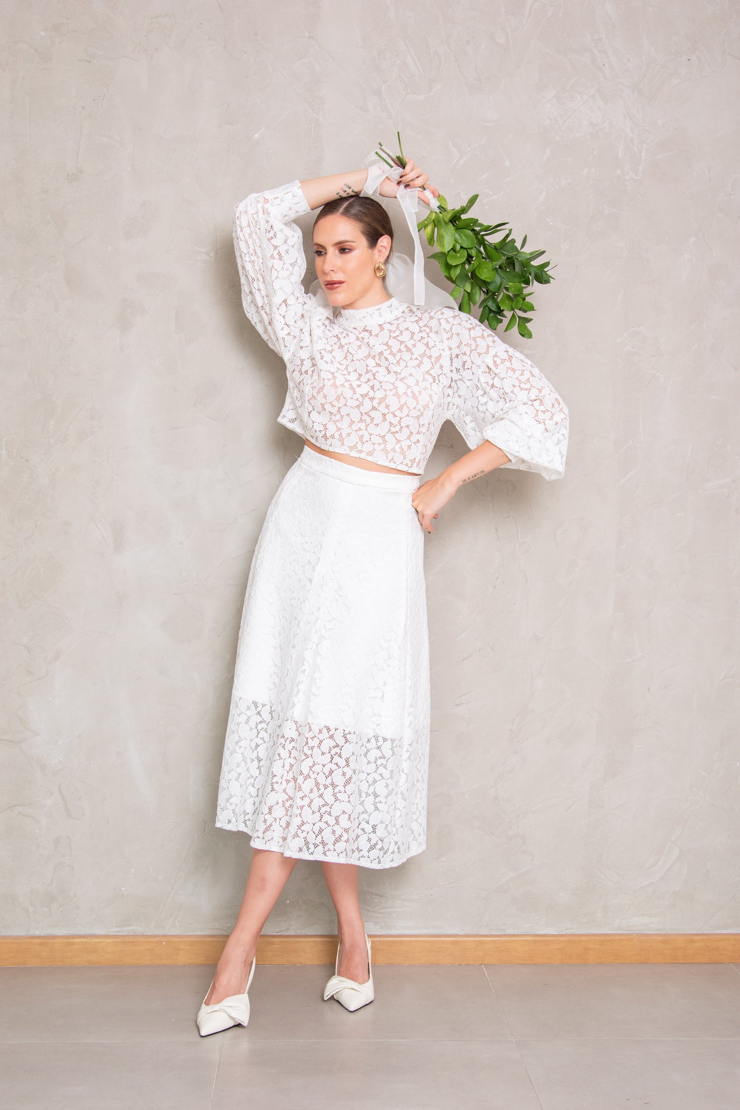 White Guipure Set