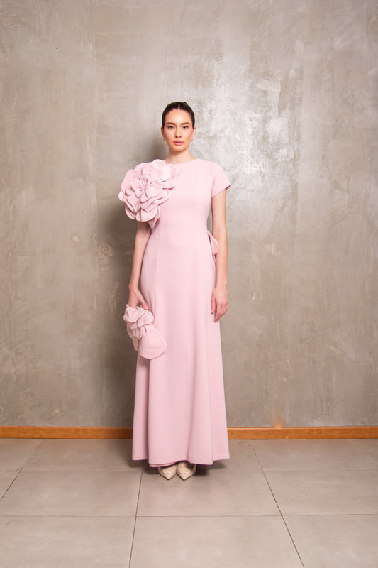 Blush Pink Sculptural Flower Gown