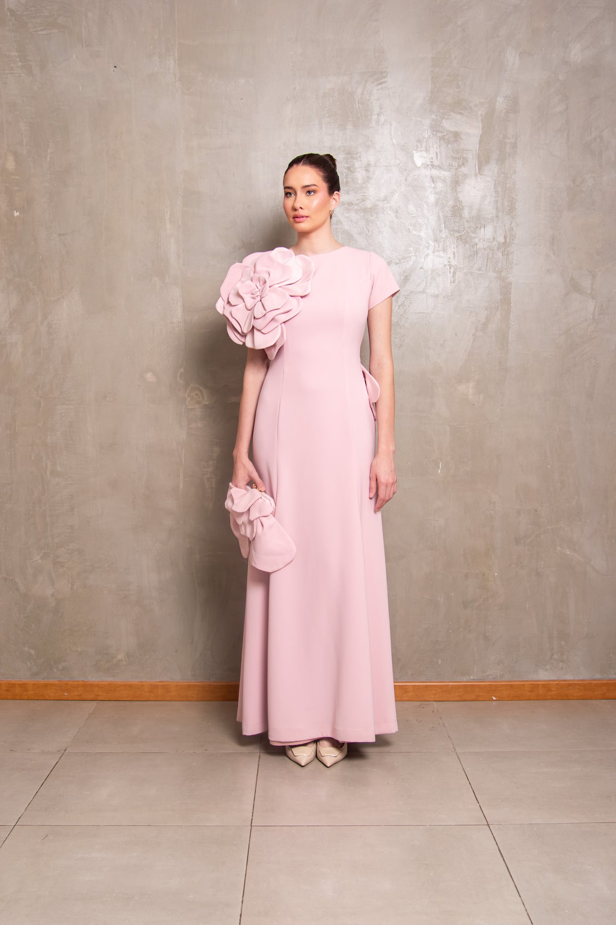 Blush Pink Sculptural Flower Gown