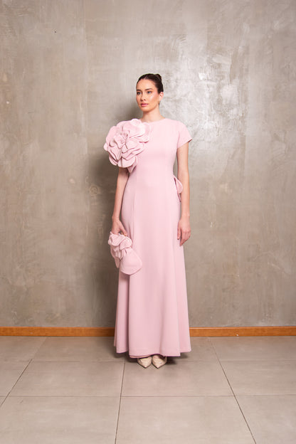 Blush Pink Sculptural Flower Gown