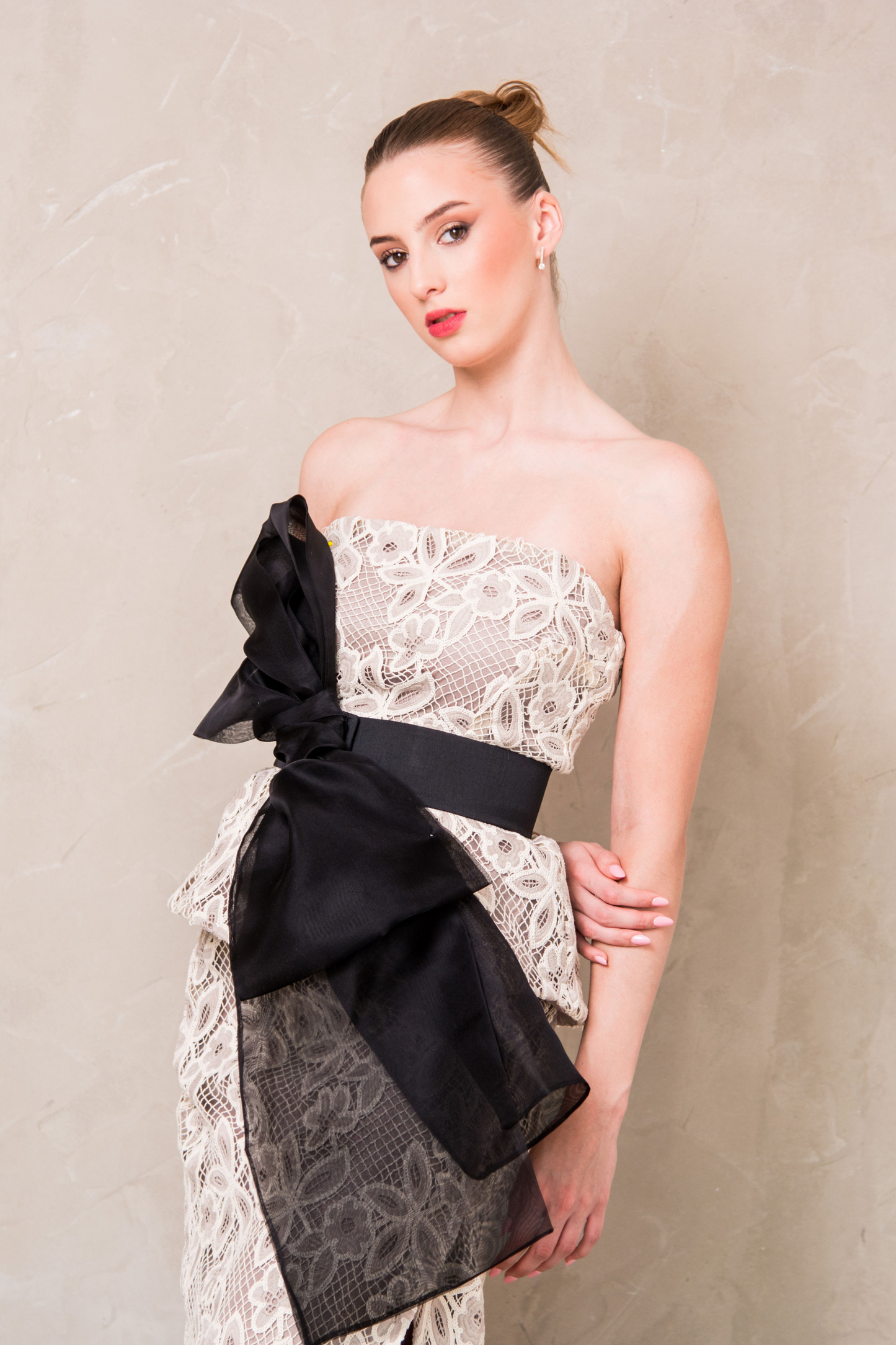 Guipure Set Black and Beige