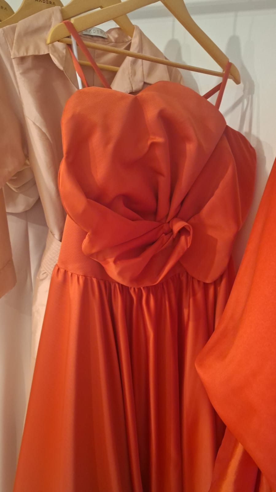 Vibrant Red Sculptural Flower Top and Midi Skirt Set