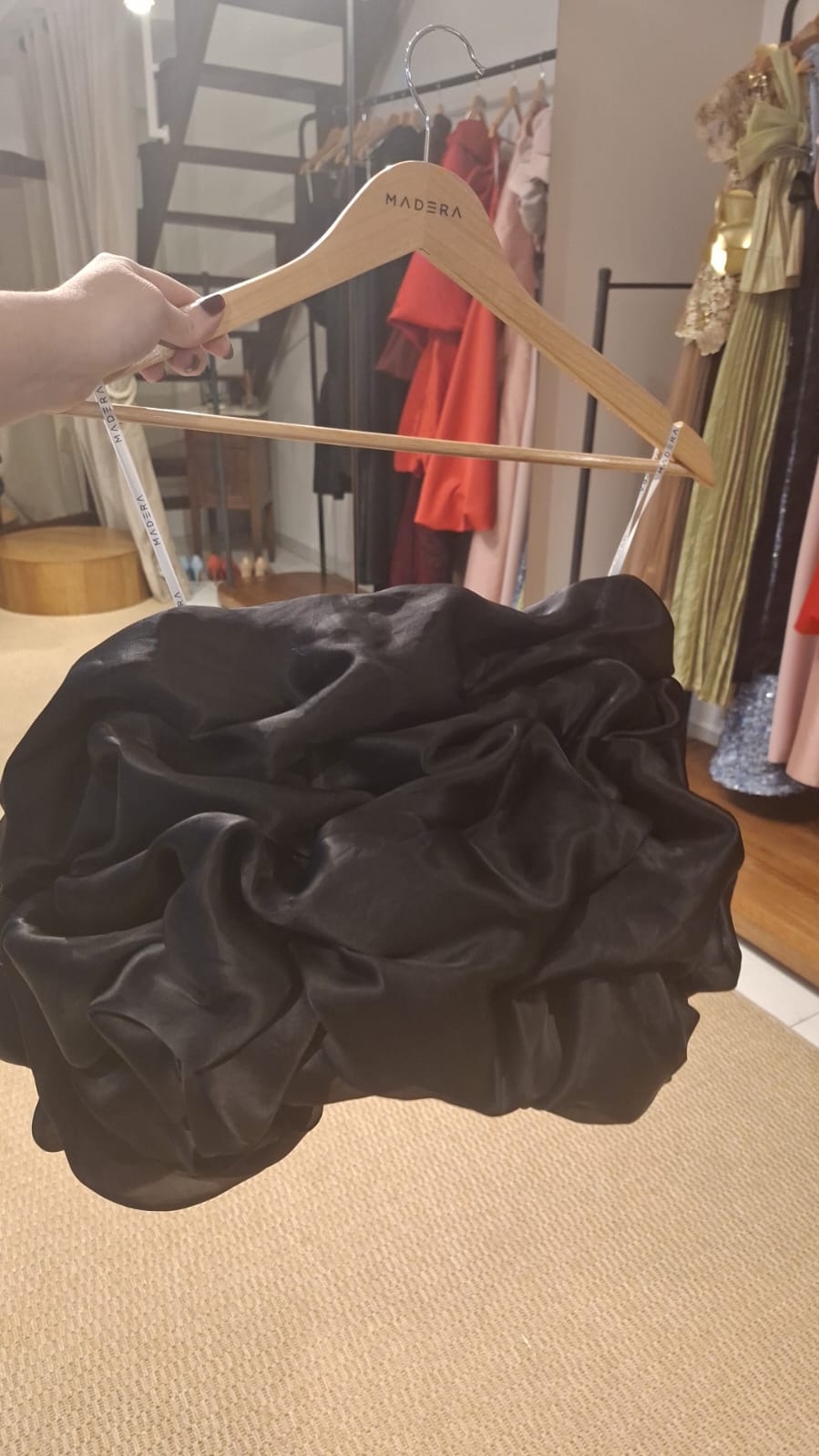 Black  Strapless Sculptural Ruffled Top