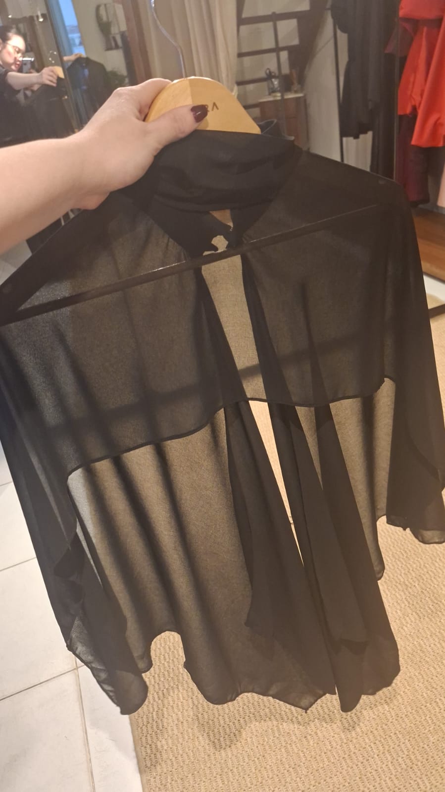 Sheer Black Draped Capelet