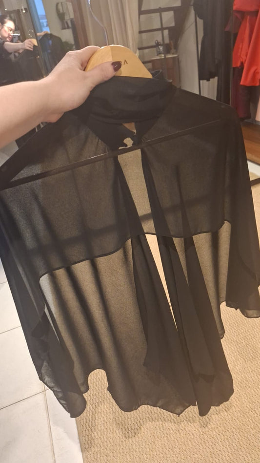 Sheer Black Draped Capelet